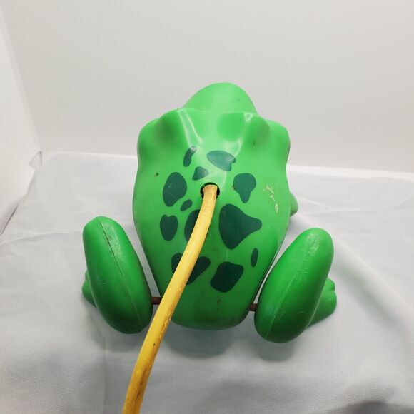 Fisher Price Vintage Jumping Frisky Frog 1971 No Box Original Pump Cracked Retro - Picture 5 of 10